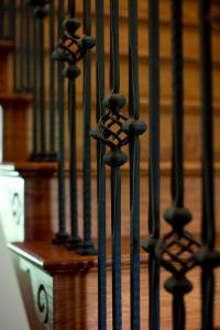 detail of metal stair railings