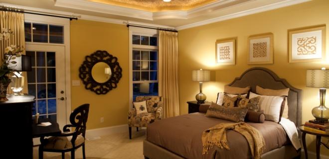 comfortable bedroom with recessed lighting