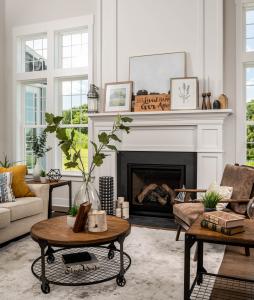 fireplace in a great room