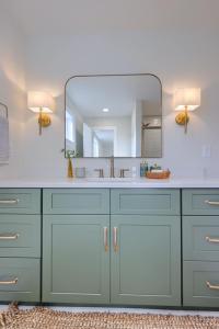 bathroom vanity with gold cabinet hardware