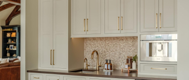 kitchen with wine fridge