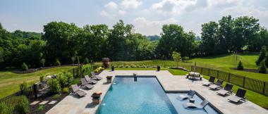 swimming pool with submerged sun deck