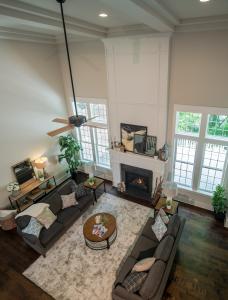 great room with fireplace - view from above